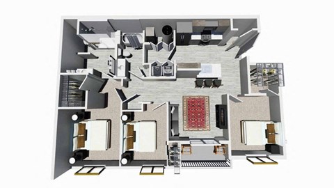 Floor plan for 3 beds, 2 baths, 1176 sqft